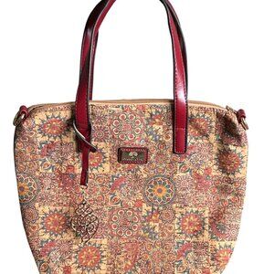 Portuguese Cork Bag Crossbody Red 2 Way Leather Straps Heart of Viana do Castelo